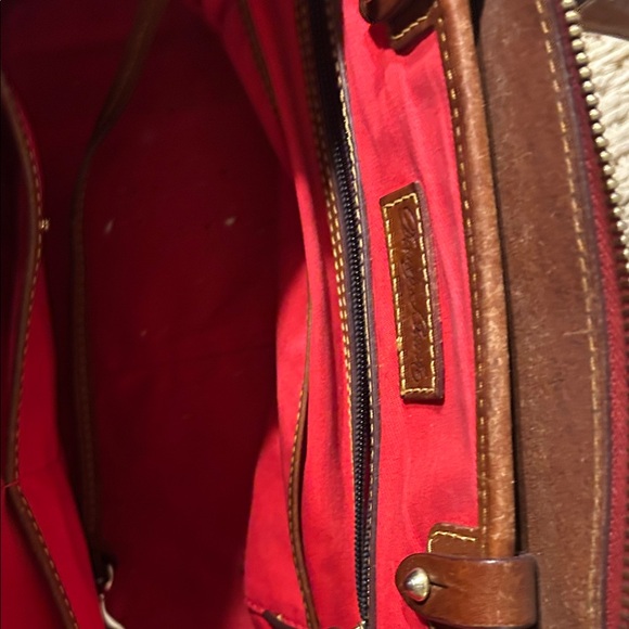 Dooney & Bourke Red and Brown Leather Satchel - Picture 4 of 8